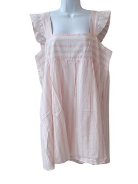 DRAPER JAMES Maddie Babydoll Dress in Light Pink Cabana Stripe Size XXL